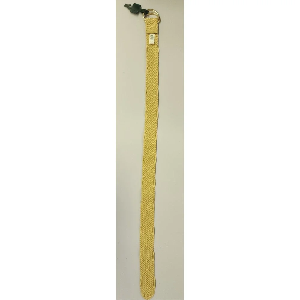 Lauren Ralph Lauren Belt Woven Weave Gold‎ D-Ring Adjustable Classic Style 43